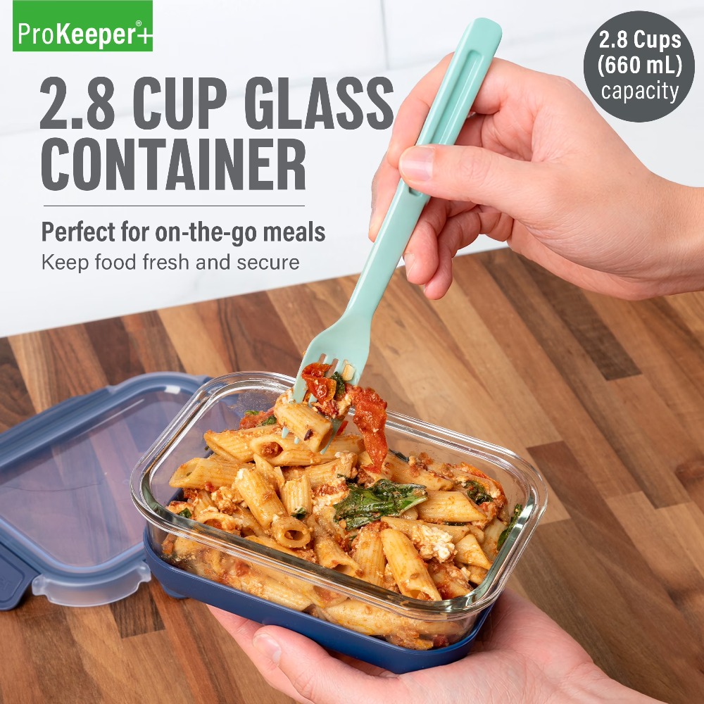 Food Storage With Glass Lids - 2,8-cup glazen voedselbewaarbak met siliconen bodem