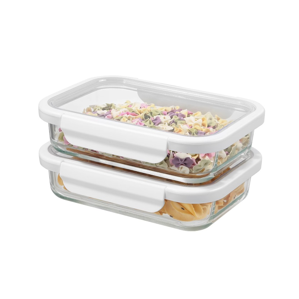 Best Food Storage - 2,3 liter rechthoekige glazen voedselbewaarbak met