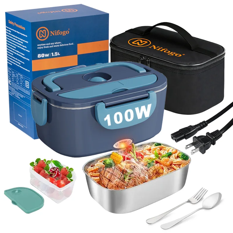 Food Storage Warmer - 100W Elektrische Verwarmde Lunchbox 1,5L, 304
