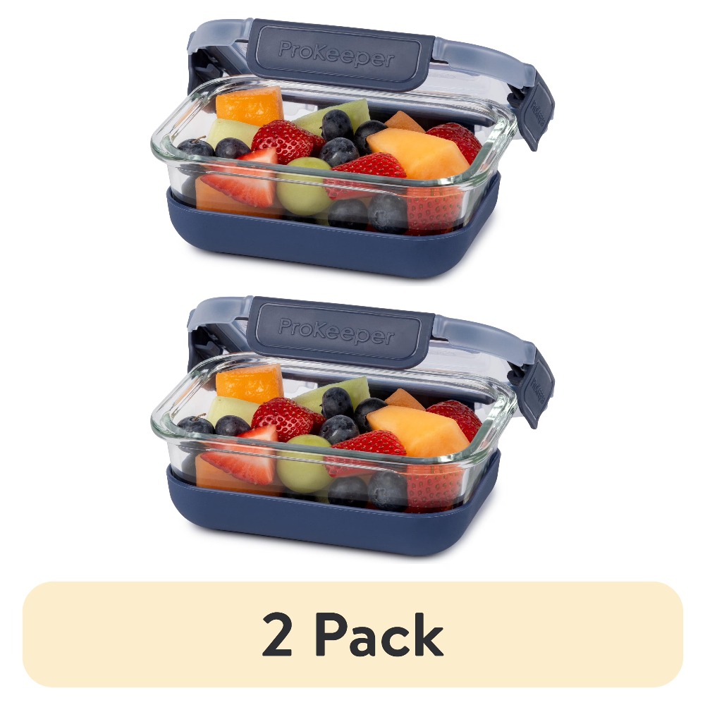 Food Storage With Glass Lids - 2-pack glazen voedselbewaarcontainers van 1,6 kopjes