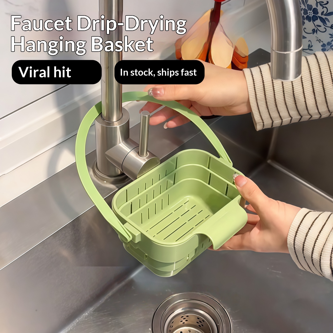 Food Storage With Colander - Opvouwbare gootsteenfiltermand, hangende kraanzeef, afneembare voedselrestenfiltermand,