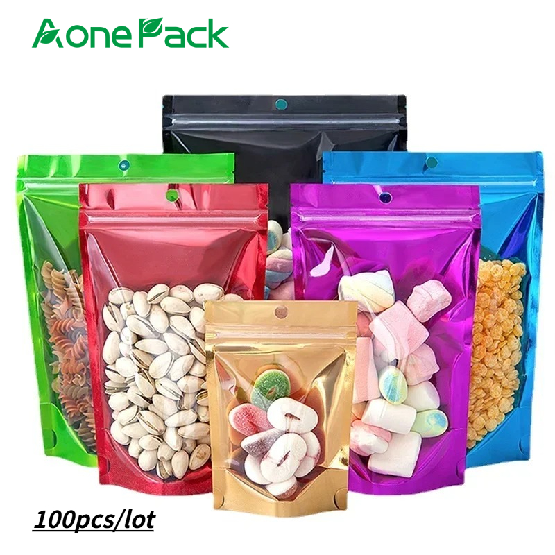 Food Storage In Mylar Bags - 100 stuks hersluitbare plastic zakjes rood