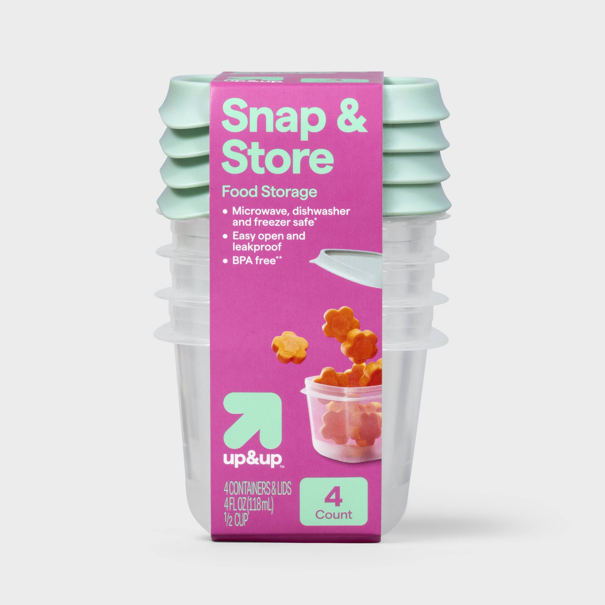 Food Storage Square Containers - 4-delige mini vierkante halve beker voedselbewaarbakjes,