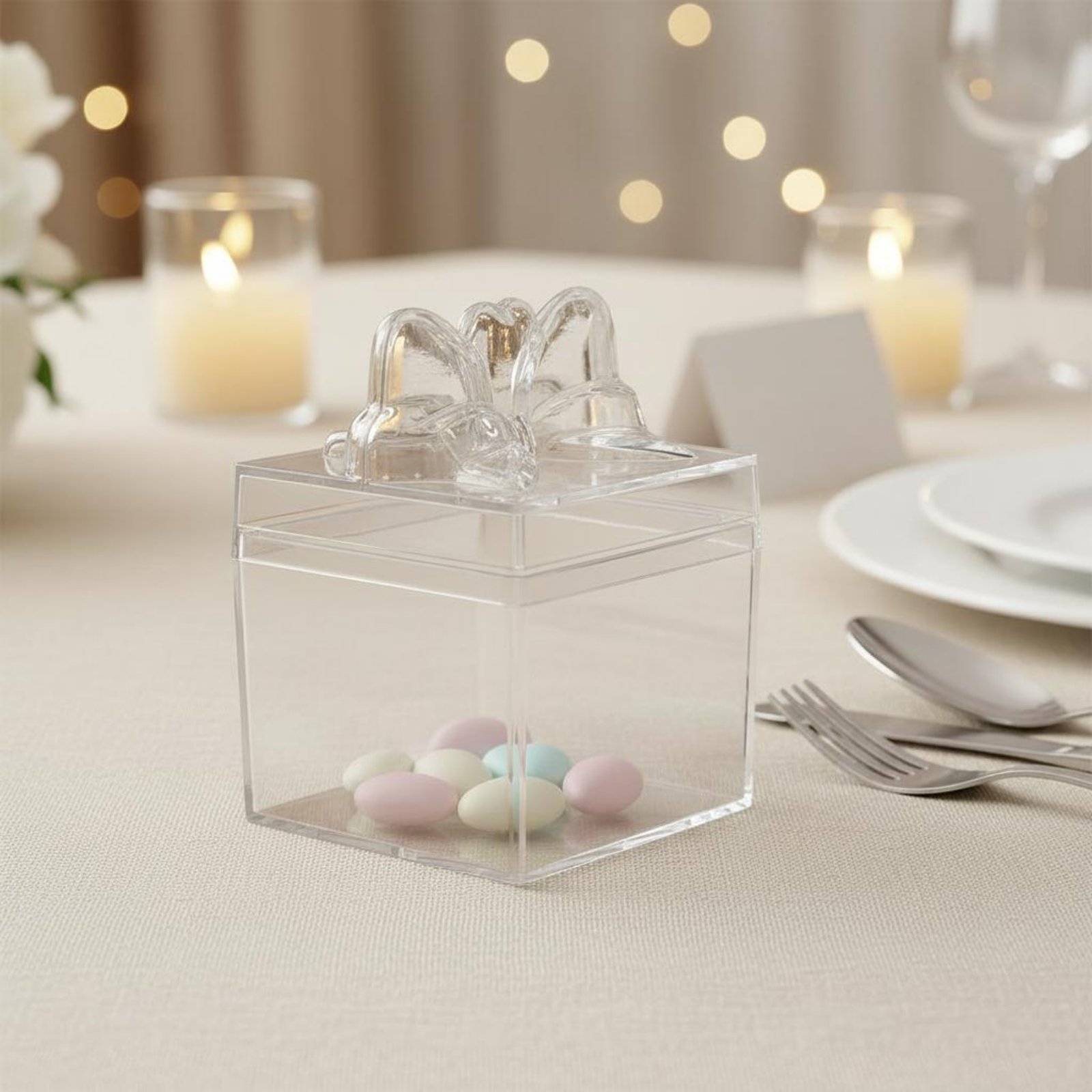Food Storage Boxes - Transparante plastic snoepdoos met lint, multifunctionele