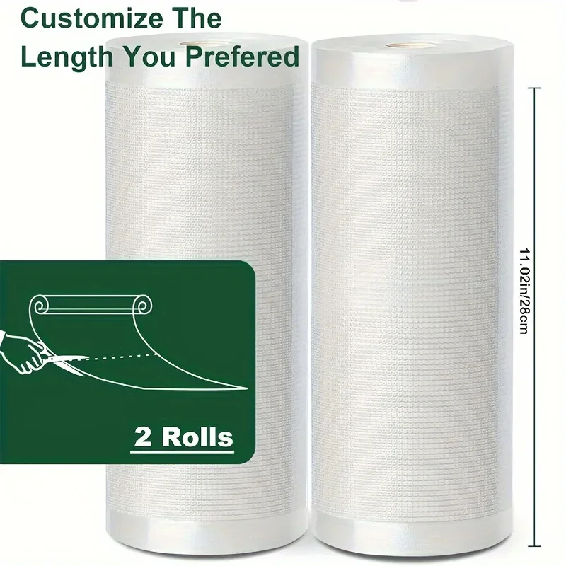 Food Storage Roll Bags - BPA-vrije vacuümsealzakken, 2 rollen herbruikbare vacuüm