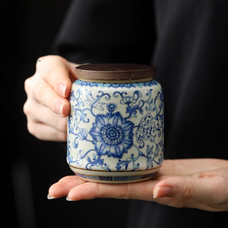 Food Storage With Colander - Creatieve blauw en wit porselein verzegelde