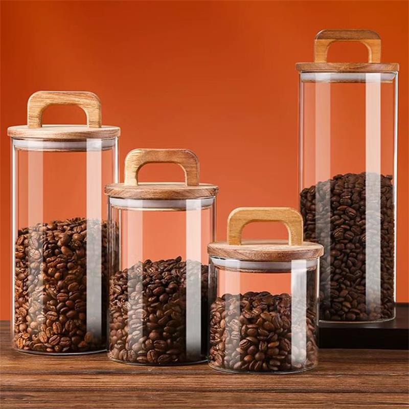 Food Storage With Glass Lids - Helderglazen pot met bamboe deksel Verzegelde