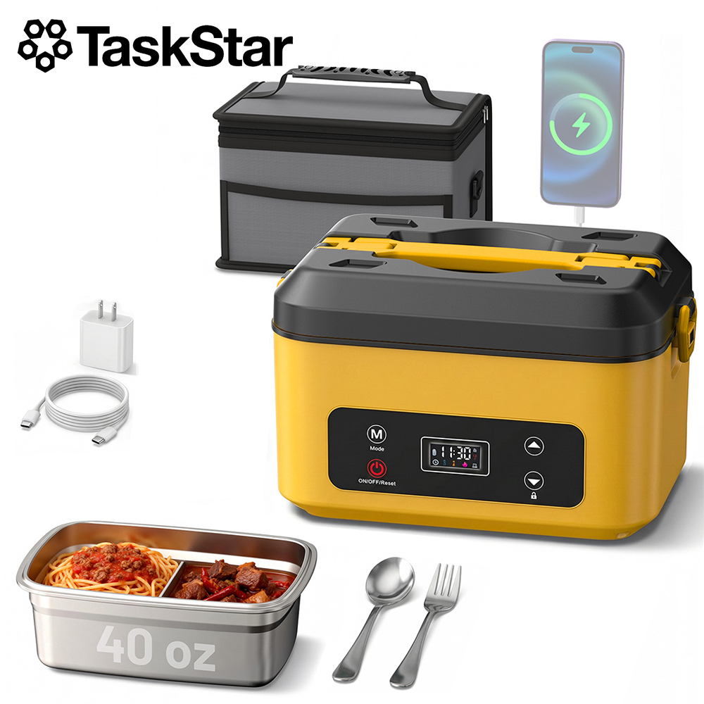 Food Storage Warmer - TaskStar Draagbare Verwarmde Lunchbox 40oz Draadloze