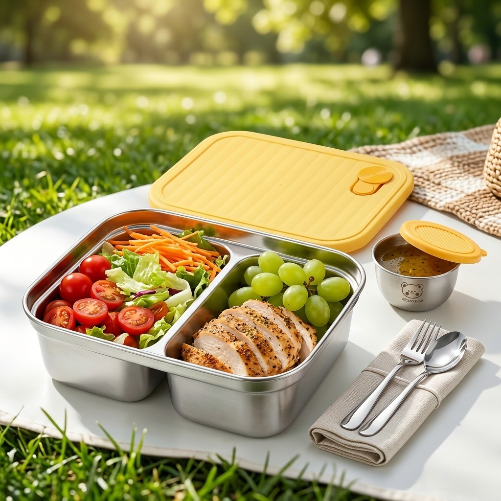 Food Storage Method - 304 roestvrijstalen lunchcontainer, draagbare, afgesloten lunchbox
