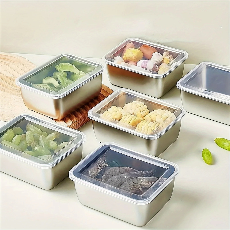 Food Storage With Colander - 1/3/5 Stuks Rvs Voedsel Opbergdoos Vershouddoos