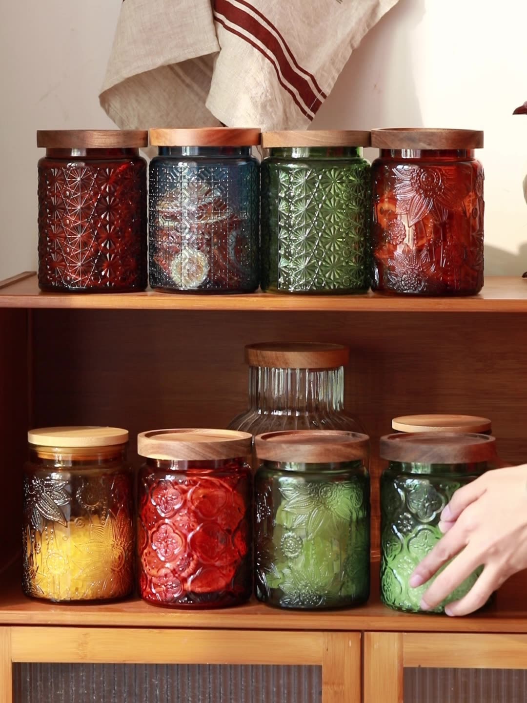 Food Storage With Glass Lids - Vintage Glazen Keuken Opbergpot Keuken En