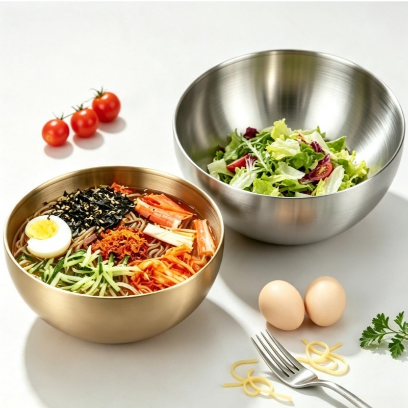 Food Storage Eco Friendly - Roestvrijstalen mengkommen, metalen serveersaladeschalen, bak- en