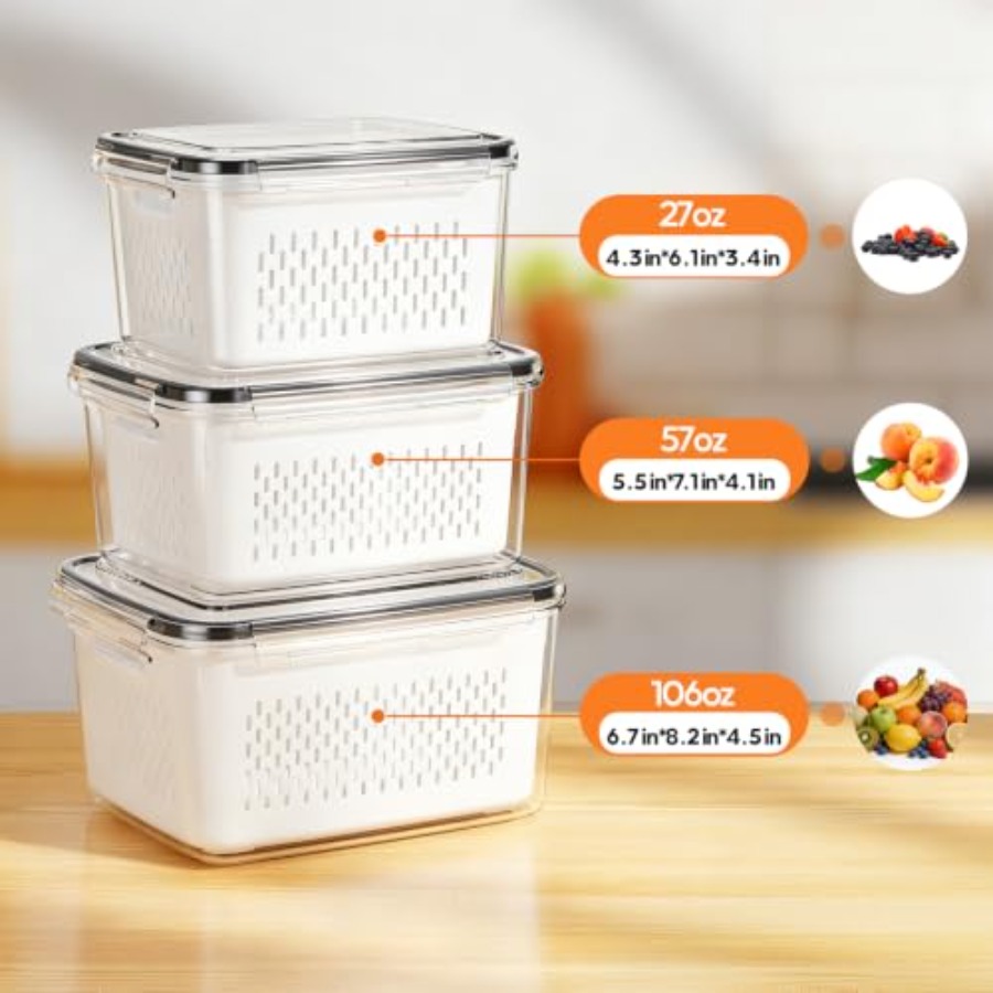 Fruitopbergcontainers voor de  - Food Storage With Colander recensie en prijs