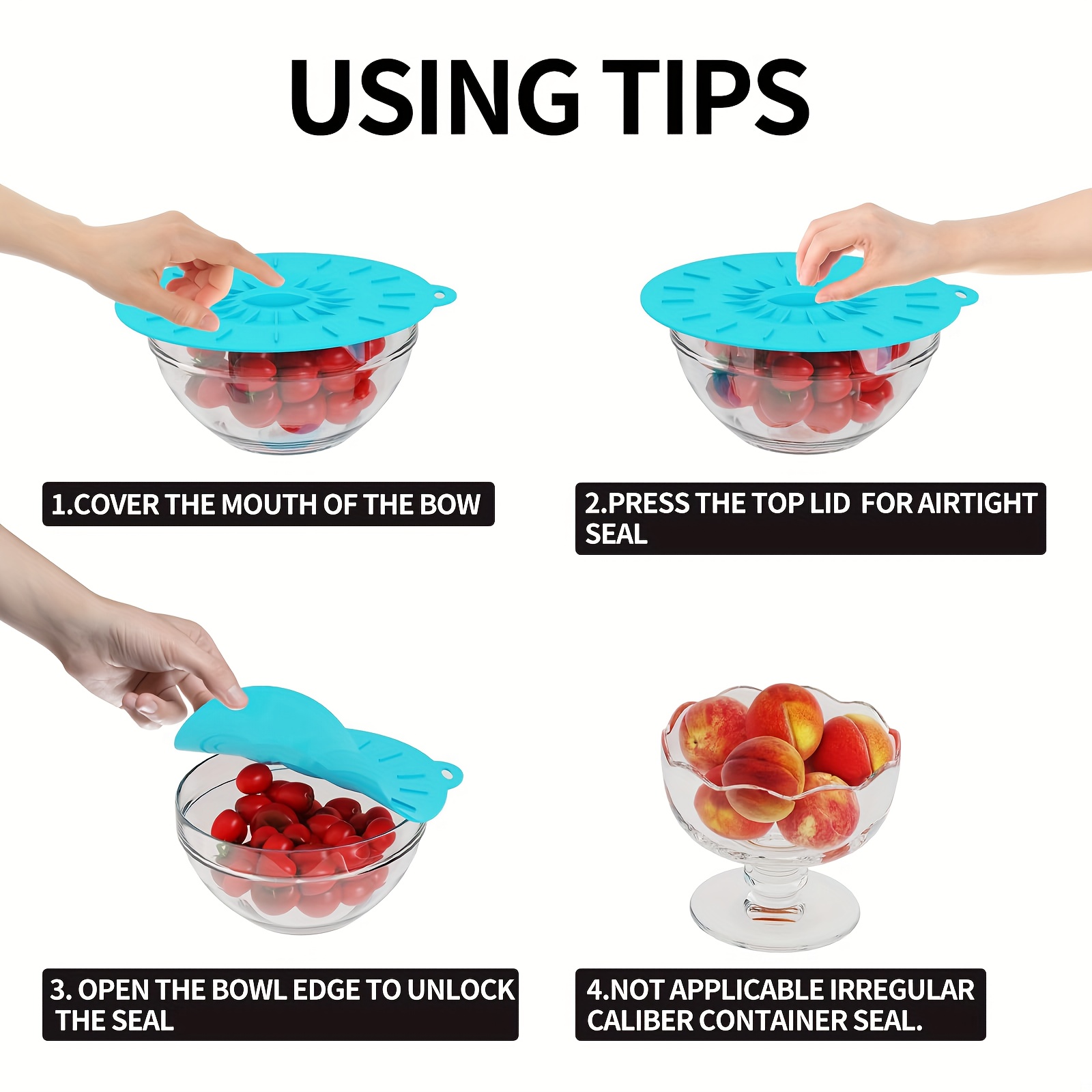 5-delige siliconen deksels, hi - Food Storage With Colander recensie en prijs