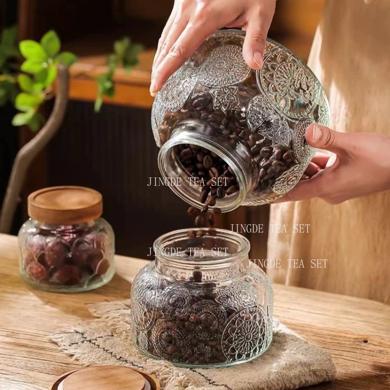Glazen voorraadpot met reliëf, - Food Storage With Glass Lids recensie en prijs