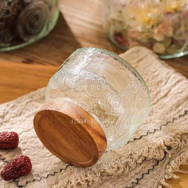 Glazen voorraadpot met reliëf, - Food Storage With Glass Lids recensie en prijs
